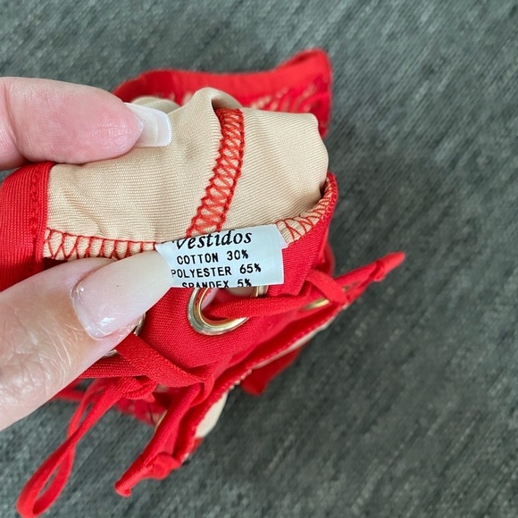 Red bikini size small lace design high rise high waist New NWT - Picture 13 of 13